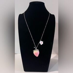 Strawberry Pearl Long Necklace - Aesthetic Sweater Chain